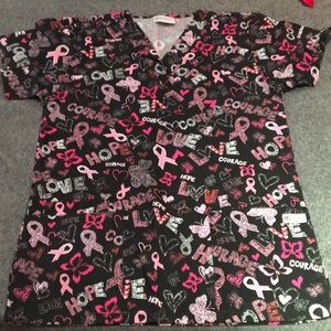 Breast cancer scrub top